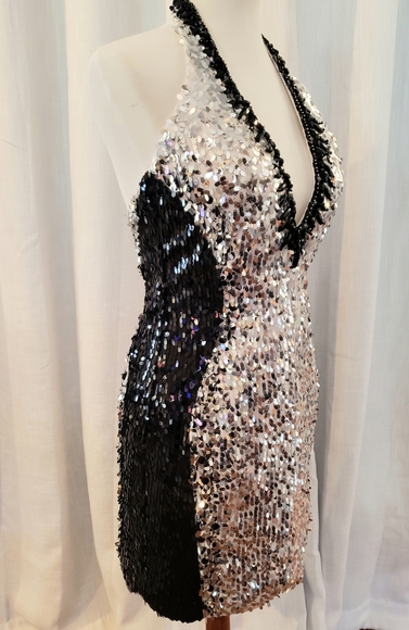 NWT Luxgal Black Silver Sequin Cocktail Dress - Picture 4 of 9
